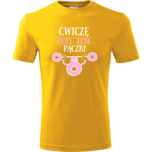 męska koszulka - ćwiczę żeby jeść pączki
