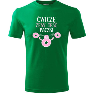 męska koszulka - ćwiczę żeby jeść pączki