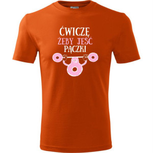 męska koszulka - ćwiczę żeby jeść pączki