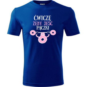 męska koszulka - ćwiczę żeby jeść pączki