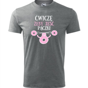męska koszulka - ćwiczę żeby jeść pączki