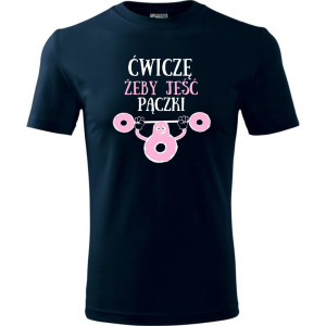 męska koszulka - ćwiczę żeby jeść pączki