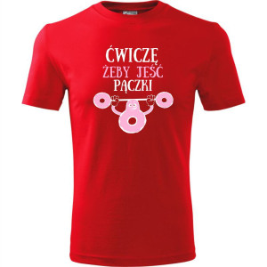 męska koszulka - ćwiczę żeby jeść pączki