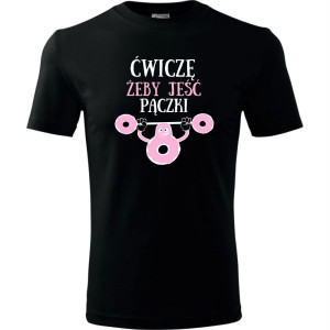 męska koszulka - ćwiczę żeby jeść pączki