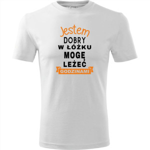 męska koszulka - jestem dobry w łóżku, mogę leżeć godzinami