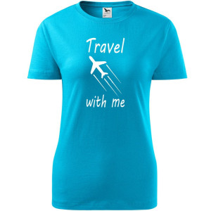 Damska koszulka taliowana Turystyczna - Travel with me