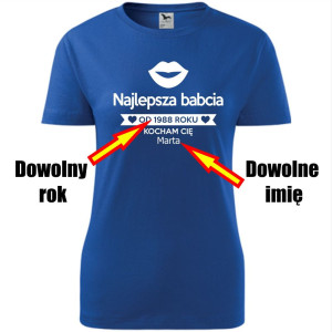 Damska koszulka taliowana - Najlepsza babcia na świecie + dowolne imię + rok