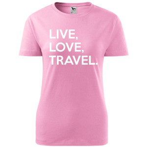 Damska koszulka taliowana Turystyczna - Live Love travel