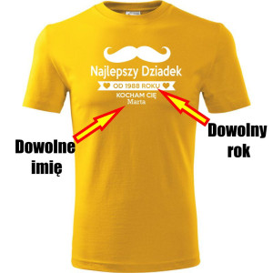 Męska koszulka - Najlepszy dziadek na świecie + dowolne imię + rok
