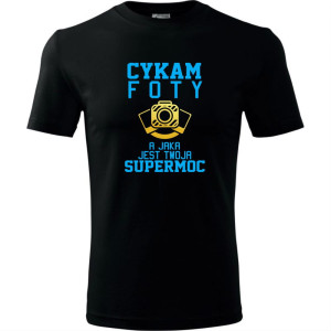 męska koszulka - cykam foty a jaka jest twoja supermoc?
