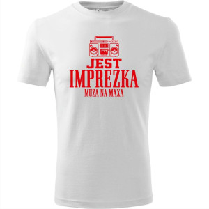 męska koszulka - jest imprezka - muza na maxa