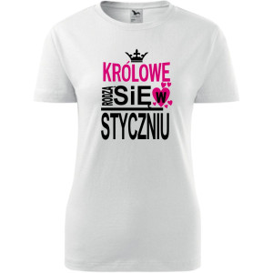 Damska koszulka taliowana - Królowe rodzą się w styczniu 03