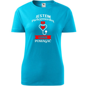 damska koszulka taliowana - jestem pielęgniarką - lubię pomagać