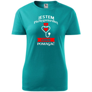 damska koszulka taliowana - jestem pielęgniarką - lubię pomagać