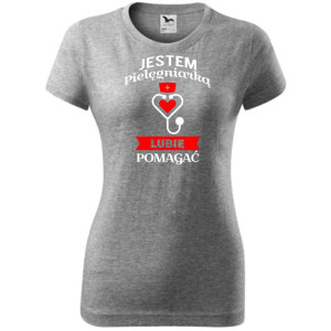 damska koszulka taliowana - jestem pielęgniarką - lubię pomagać