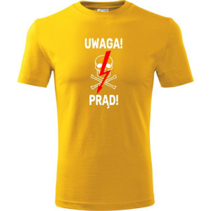 męska koszulka - uwaga! prąd!