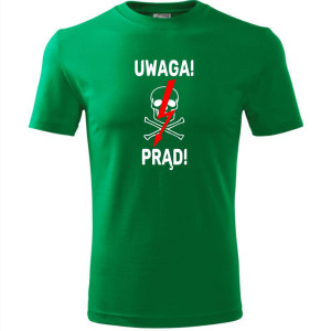 męska koszulka - uwaga! prąd!