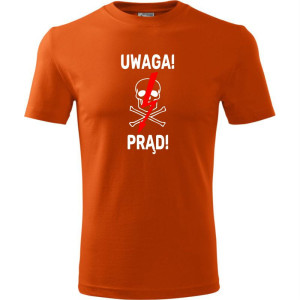 męska koszulka - uwaga! prąd!