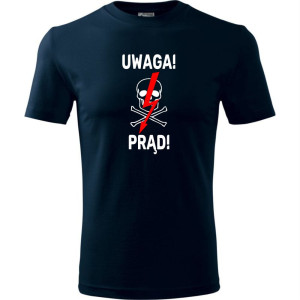 męska koszulka - uwaga! prąd!