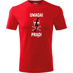 męska koszulka - uwaga! prąd!