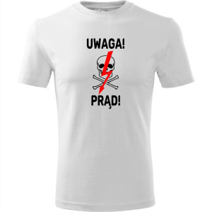 męska koszulka - uwaga! prąd!
