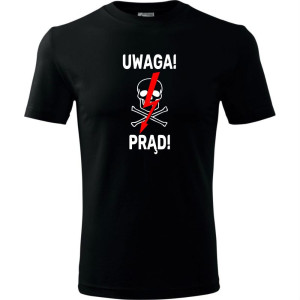 męska koszulka - uwaga! prąd!