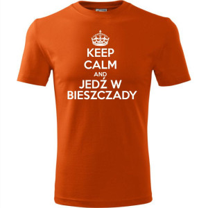 Męska koszulka Turystyczna - Keel calm and jedź w Bieszczady