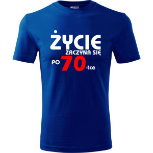 Męska koszulka - życie zaczyna się po 70