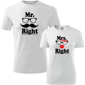 zestaw koszulek damska i męska - mr right, mrs always right