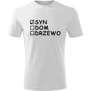 Męska koszulka - Syn, dom, drzewo