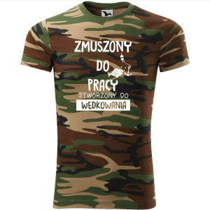 moro koszulka unisex - zmuszony do pracy stworzony do wędkowania