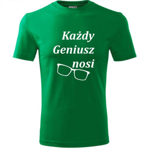 męska koszulka - każdy geniusz nosi okulary