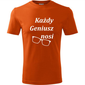 męska koszulka - każdy geniusz nosi okulary