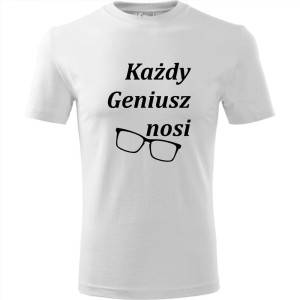 męska koszulka - każdy geniusz nosi okulary