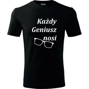 męska koszulka - każdy geniusz nosi okulary