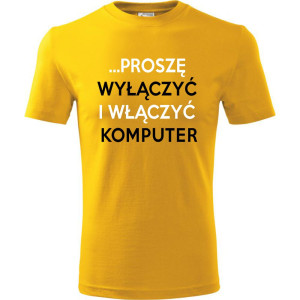 męska koszulka - proszę wyłączyć i włączyć komputer