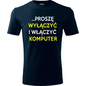 męska koszulka - proszę wyłączyć i włączyć komputer