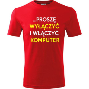 męska koszulka - proszę wyłączyć i włączyć komputer