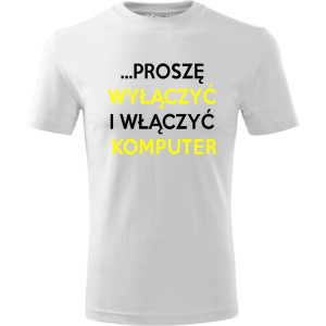 męska koszulka - proszę wyłączyć i włączyć komputer