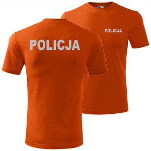 męska koszulka z odblaskowym nadrukiem - policja 01