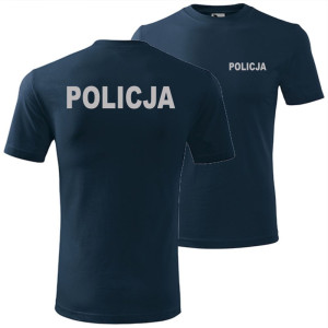 męska koszulka z odblaskowym nadrukiem - policja 01