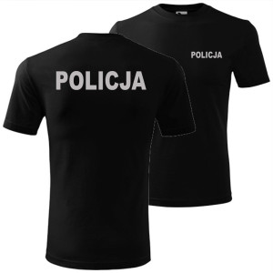 męska koszulka z odblaskowym nadrukiem - policja 01
