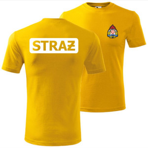 męska koszulka - logo straż pożarna 03 nadruki białe pierś i tył t-shirt