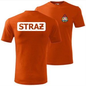męska koszulka - logo straż pożarna 03 nadruki białe pierś i tył t-shirt