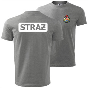 męska koszulka - logo straż pożarna 03 nadruki białe pierś i tył t-shirt