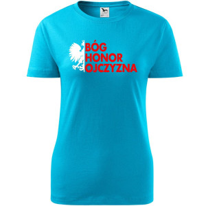 Damska koszulka taliowana - Bóg Honor Ojczyzna