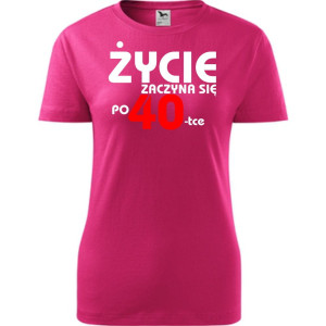 Damska koszulka taliowana - Życie zaczyna się po 40