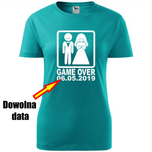 Damska koszulka taliowana - Game over + dowolna data