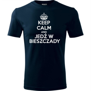 Męska koszulka Turystyczna - Keel calm and jedź w Bieszczady