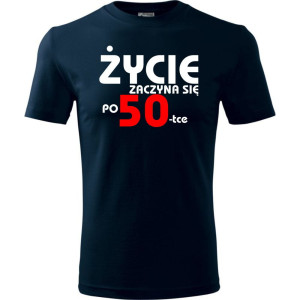 Męska koszulka - życie zaczyna się po 50, t-shirt na prezent
